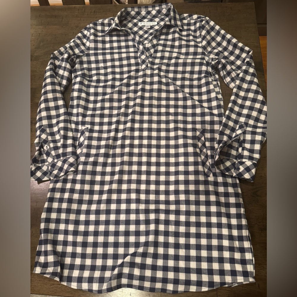 Southern Tide Checkered Long Sleeve Dress